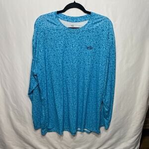 Aftco Shirt 2XL Blue Sharks Fishing Boat Performance Outdoors Hike Trail Men